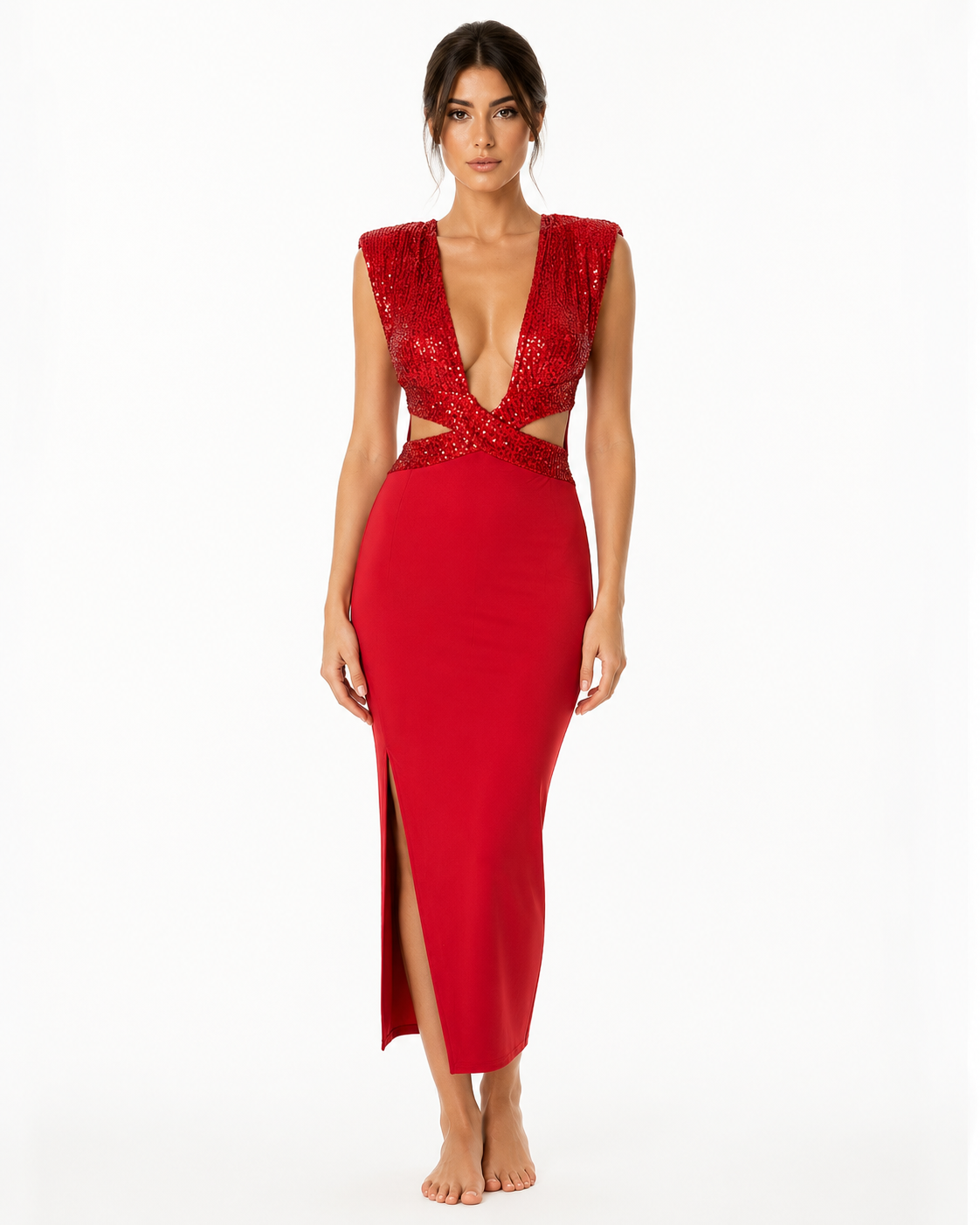 Valeria Red Midi Dress