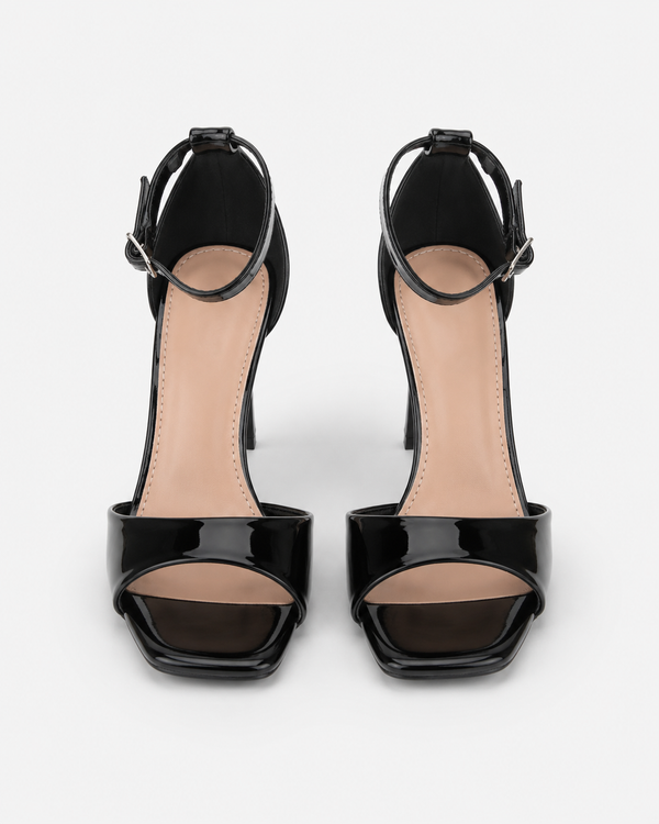 Valentina Black Patent Leather Sandal