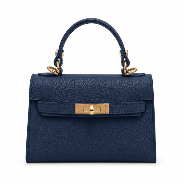 Capri Navy Blue Leather Handbag