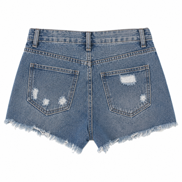 Blue Ripped Denim Shorts