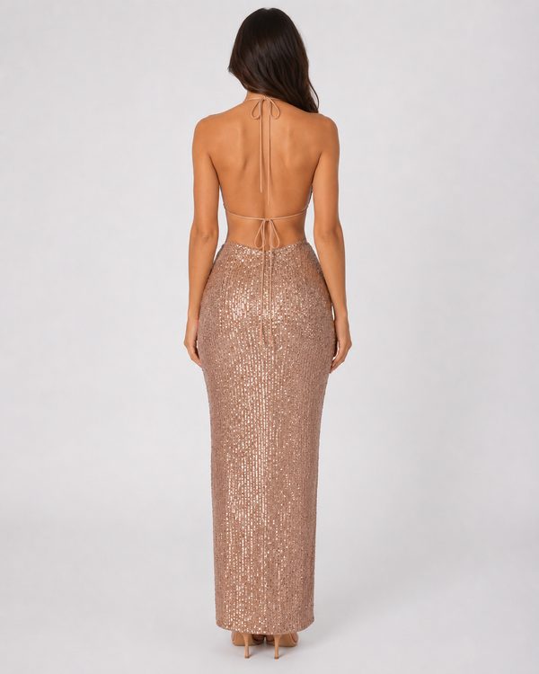 Champagne Light Blue Long Dress