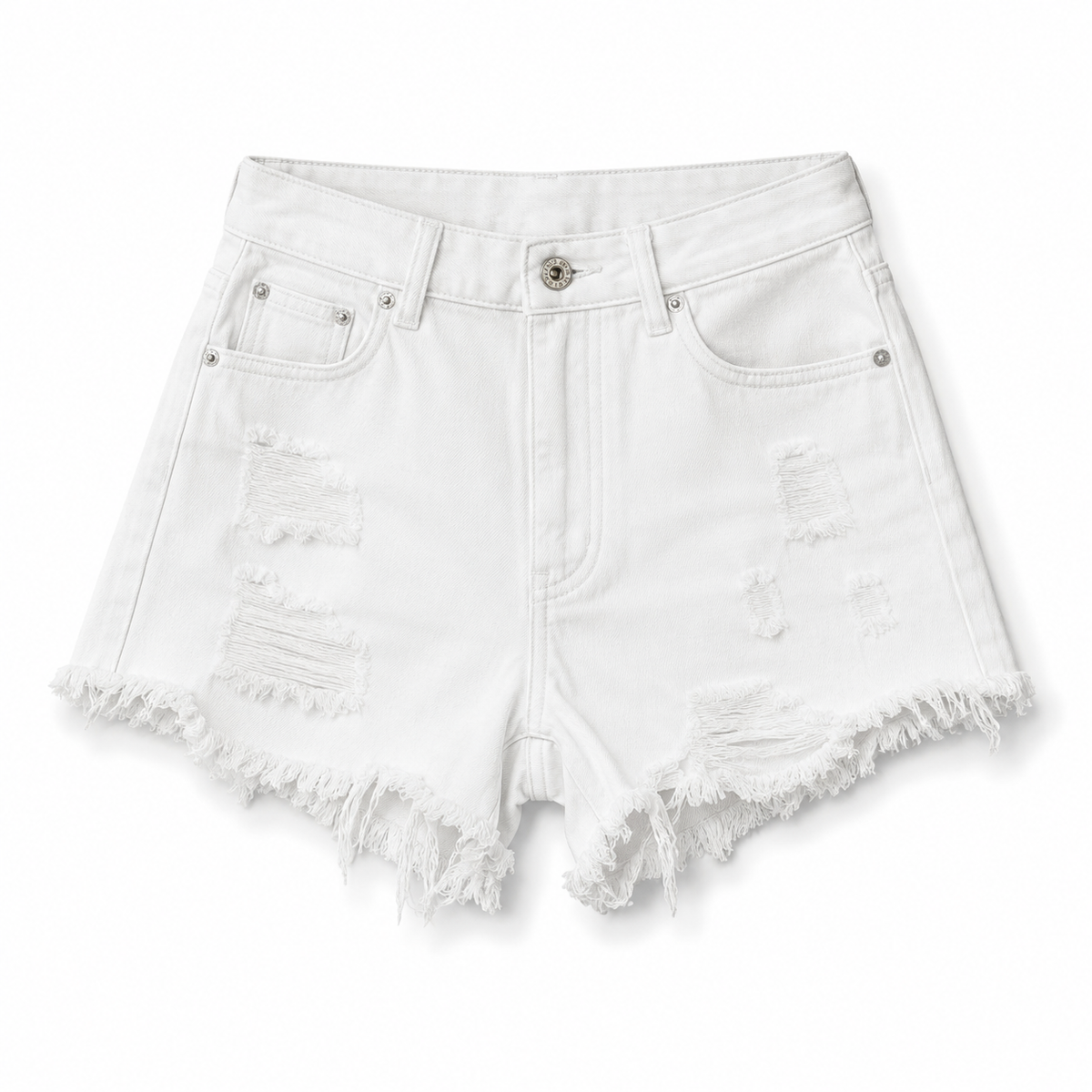 White Ripped Denim Shorts